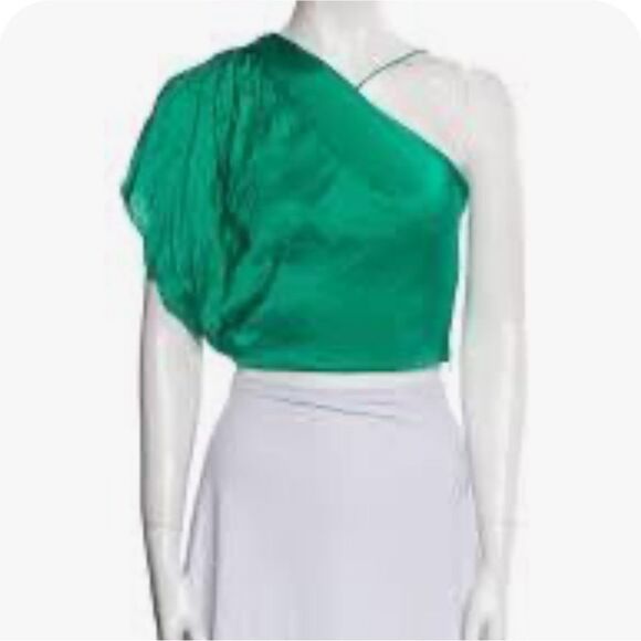 Manning Cartell Vibrant Green Top - One Shoulder Sleeve Top - Size 4 - LIKE NEW - Picture 1 of 3